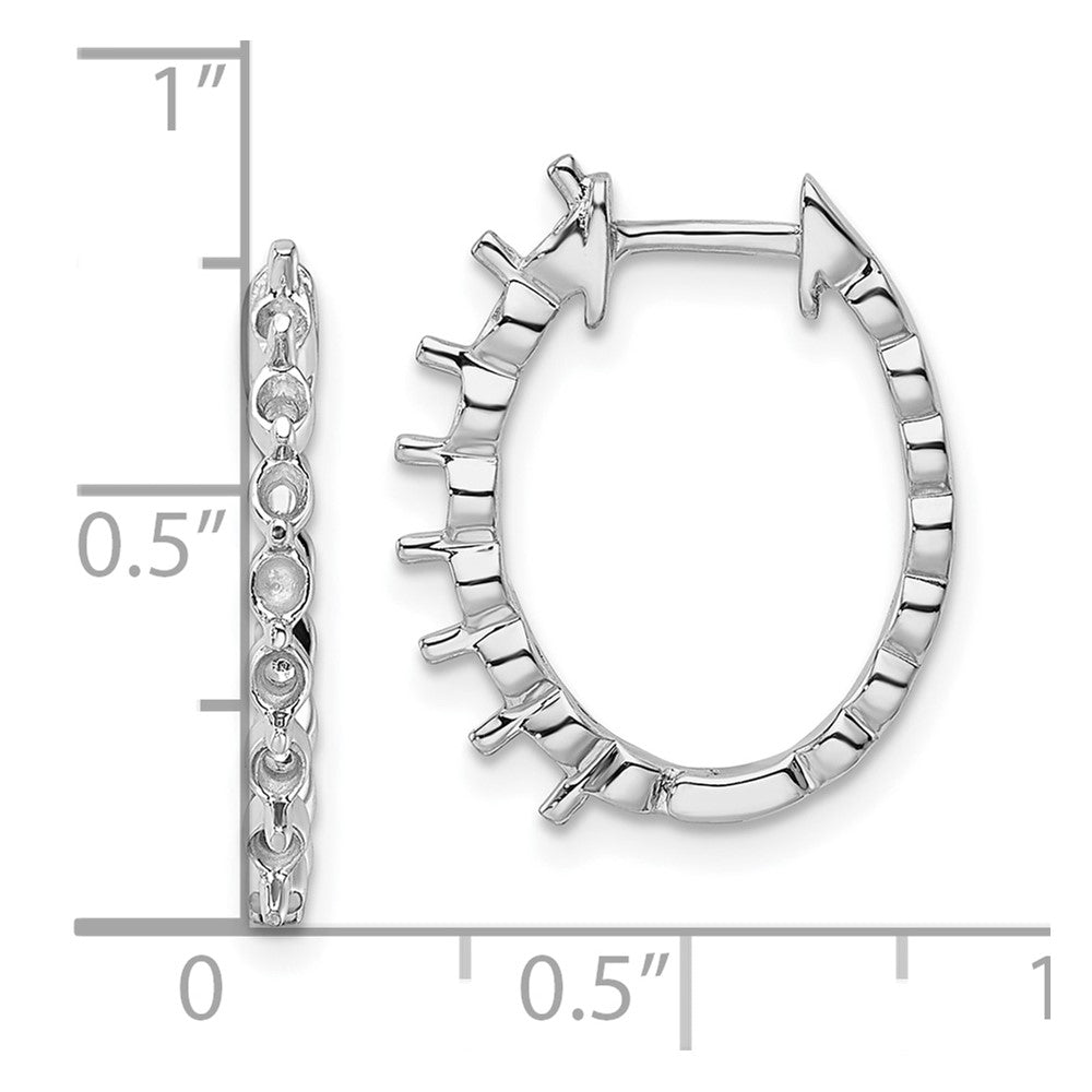 14K White Gold AA Diamond Hinged Hoop Earrings