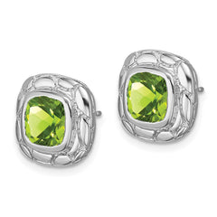 Rhodium-plated Sterling Silver Peridot Post Earrings