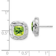 Rhodium-plated Sterling Silver Peridot Post Earrings