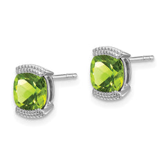 14K White Gold Peridot Stud Earrings