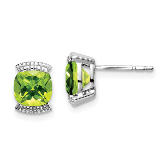 14K White Gold Peridot Stud Earrings