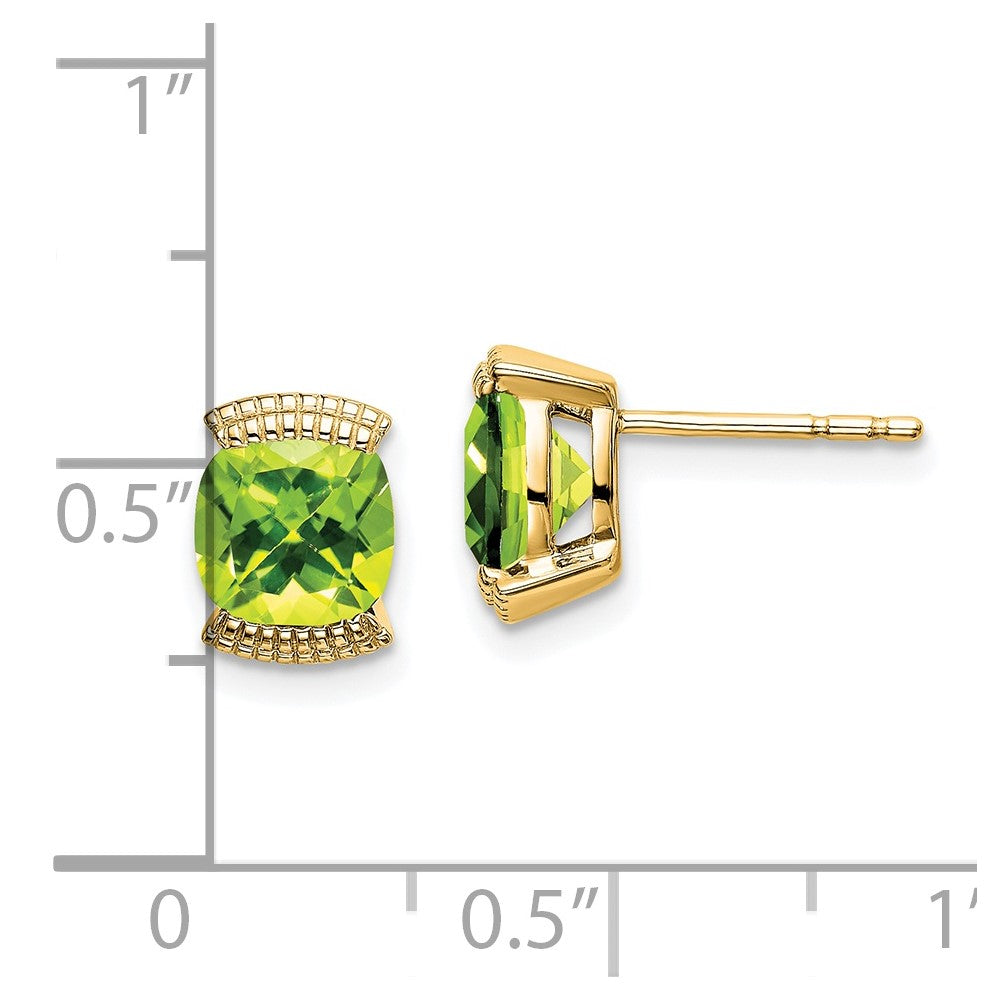 14K Yellow Gold Peridot Stud Earrings
