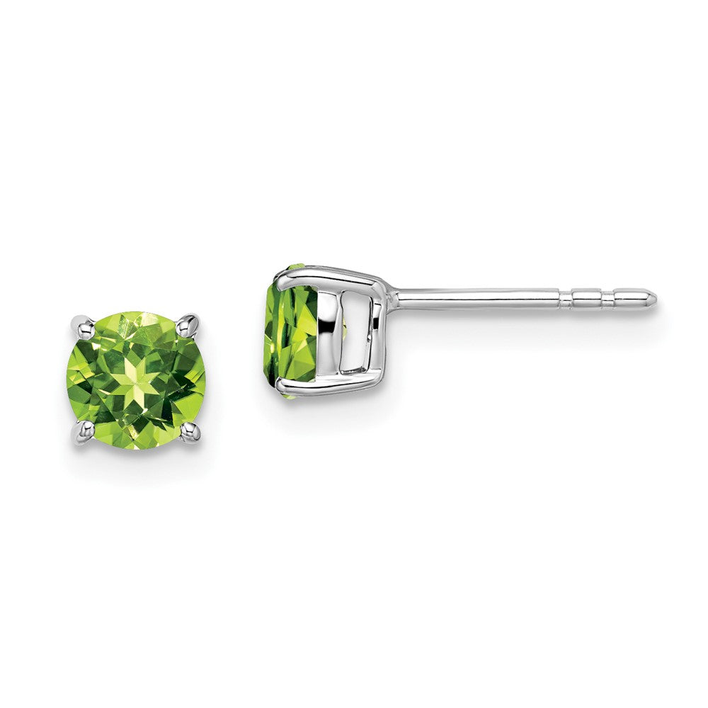 14K White Gold Round Peridot Earrings