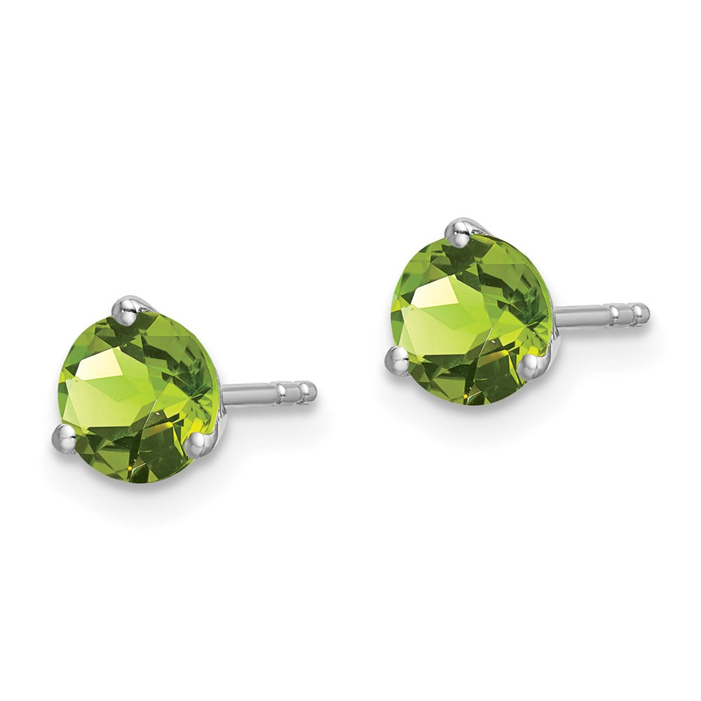 14K White Gold Round Peridot Earrings
