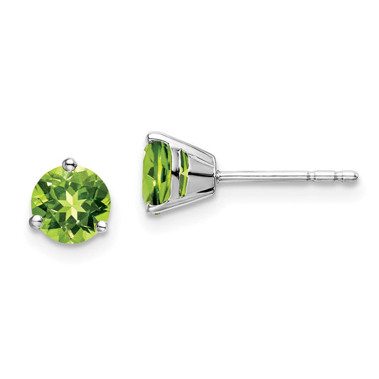 14K White Gold Round Peridot Earrings