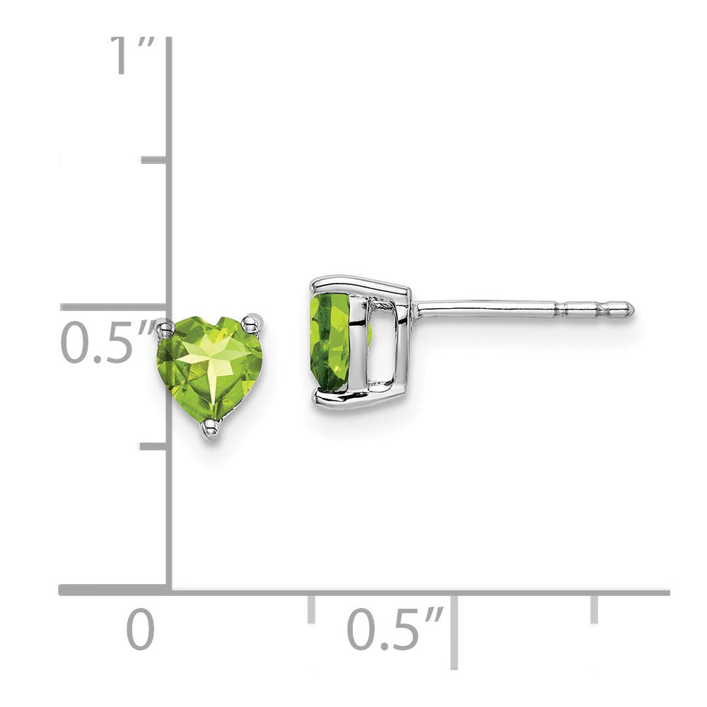 14K White Gold Heart Peridot Earrings