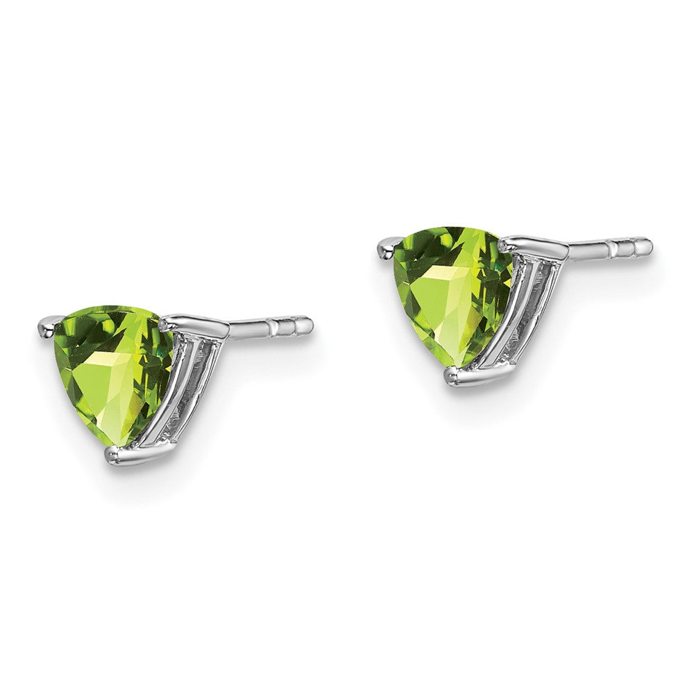 14K White Gold Trillion Peridot Earrings