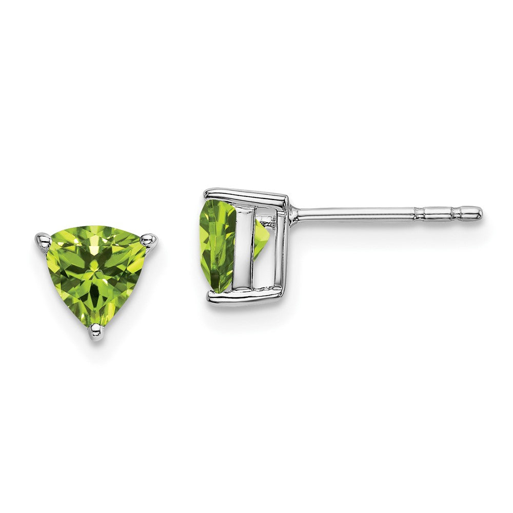 14K White Gold Trillion Peridot Earrings