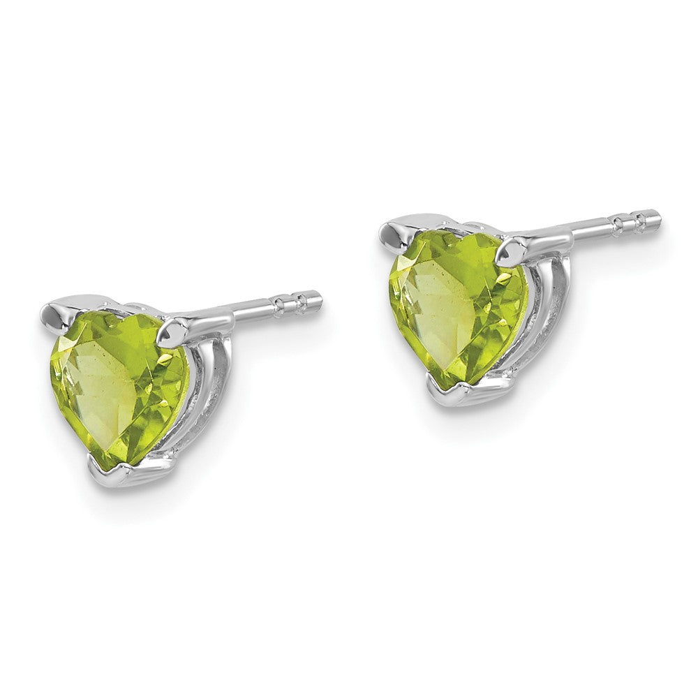 14K White Gold Heart Peridot Earrings