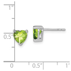 14K White Gold Heart Peridot Earrings