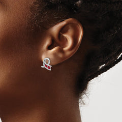 14K White Gold Created Ruby Earrings