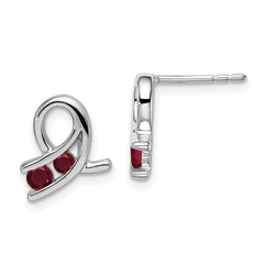 14K White Gold Created Ruby Earrings