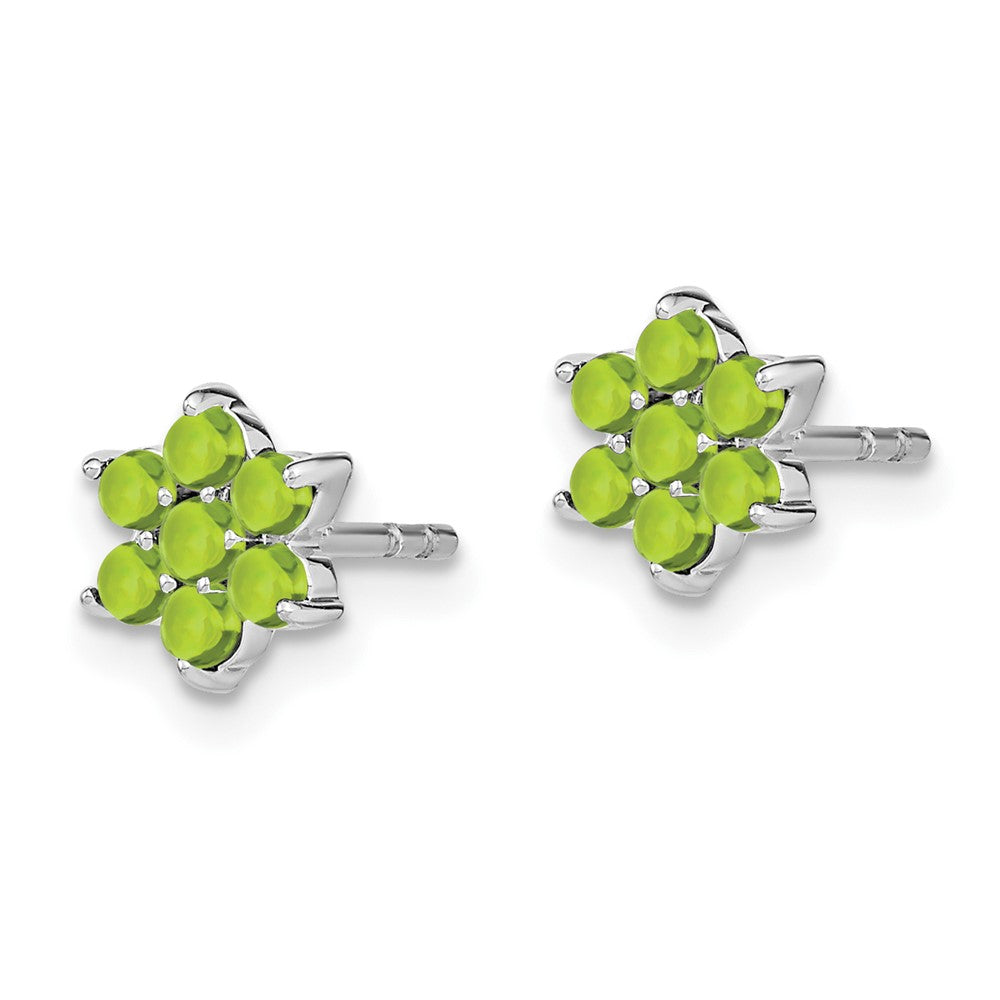 14K White Gold Peridot Floral Post Earrings