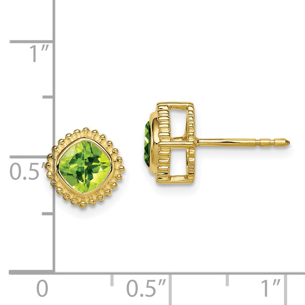 10K Yellow Gold Cushion Peridot Earrings