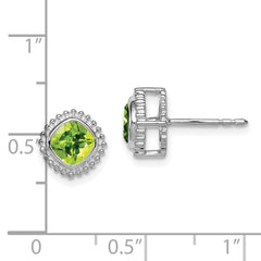 14K White Gold Cushion Peridot Earrings