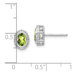 10K White Gold Oval Peridot Post Earrings