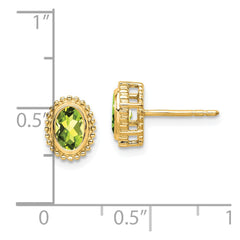 14K Yellow Gold Oval Peridot Post Earrings