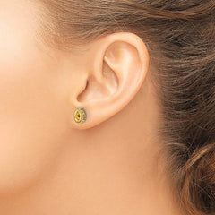 14K Yellow Gold Pear Citrine Post Earrings