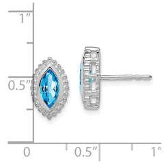 14K White Gold Marquise Blue Topaz Post Earrings