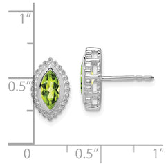 14K White Gold Marquise Peridot Post Earrings