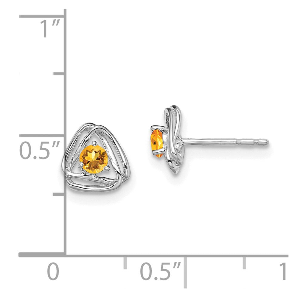 14K White Gold Citrine Post Earrings