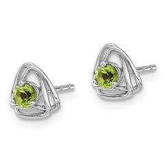 14K White Gold Peridot Post Earrings