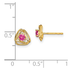14K Yellow Gold Pink Tourmaline Post Earrings