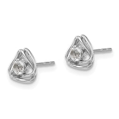 14K White Gold White Topaz Post Earrings
