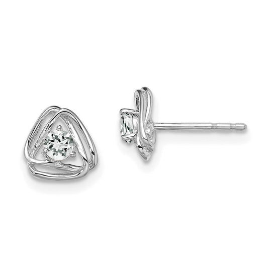 14K White Gold White Topaz Post Earrings