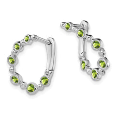 14K White Gold Peridot Teardrop Hoop Earrings