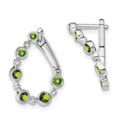 14K White Gold Peridot Teardrop Hoop Earrings