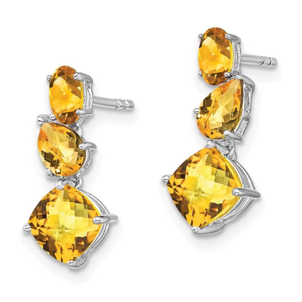 14K White Gold Citrine Dangle Earrings