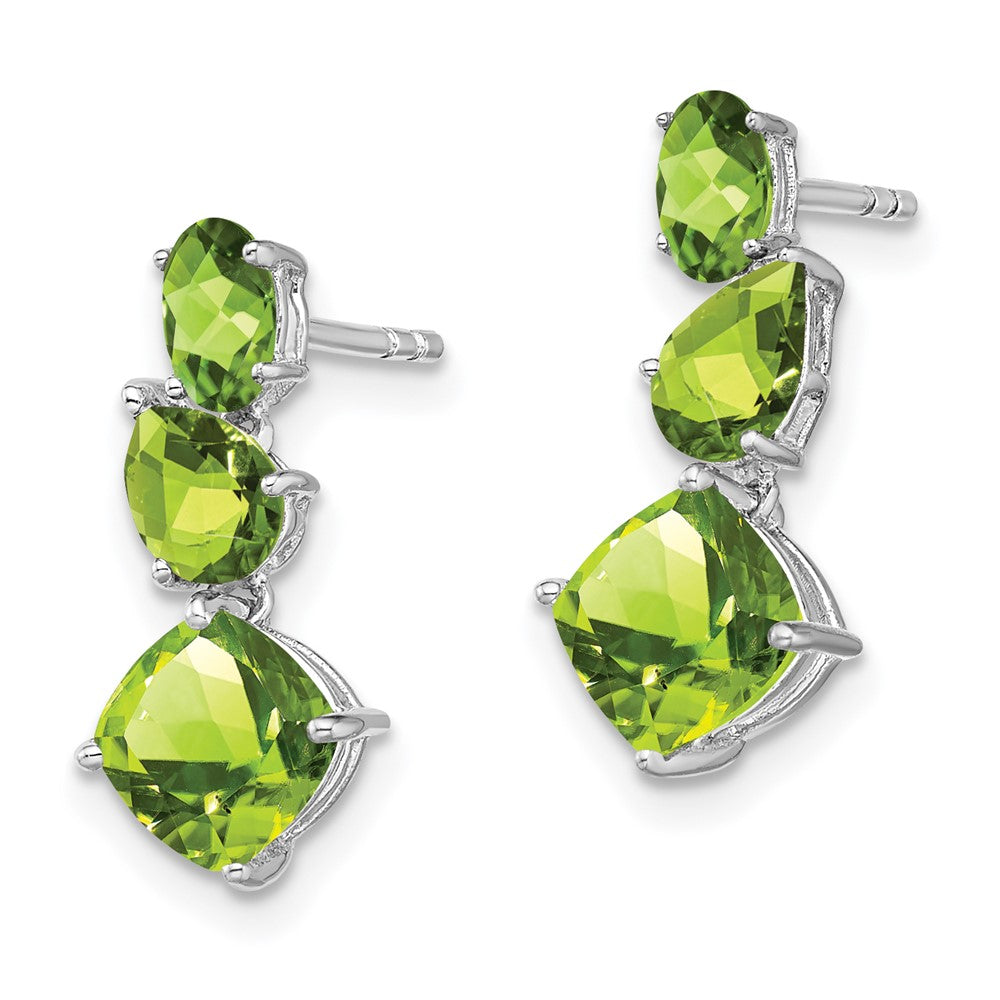 14K White Gold Peridot Dangle Earrings