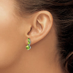 14K White Gold Peridot Dangle Earrings