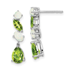 14K White Gold Peridot and Opal Dangle Earrings