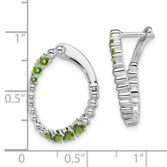 14K White Gold Peridot Oval Hoop Earrings