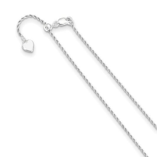 Sterling Silver Adjustable 1.2mm Diamond-cut Rope Chain