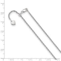 Cadena de cuerda suelta ajustable de plata de ley de 1,55 mm