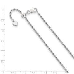 Sterling Silver Adjustable 2mm Diamond-cut Rope Chain