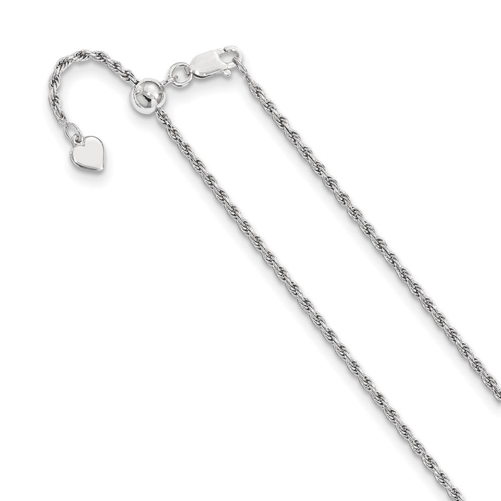 Sterling Silver Adjustable 2.25mm Diamond-cut Rope Chain