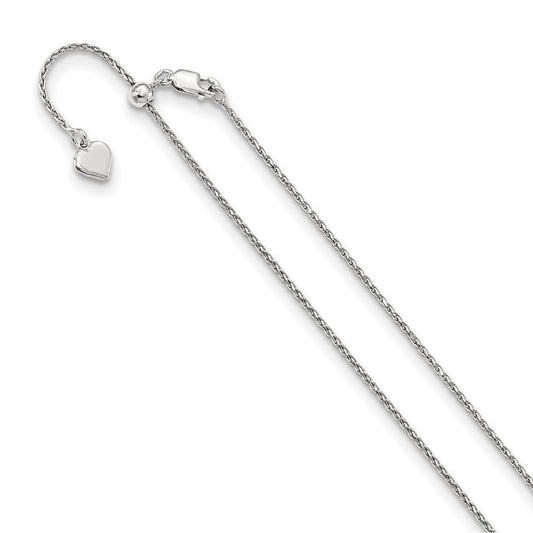 Sterling Silver Adjustable 1.1mm Diamond-cut Spiga Chain