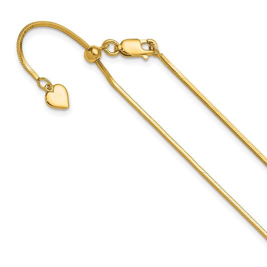 Yellow Gold-plated Silver Adjustable 1.2mm Diamond-cut Square Snake Chain