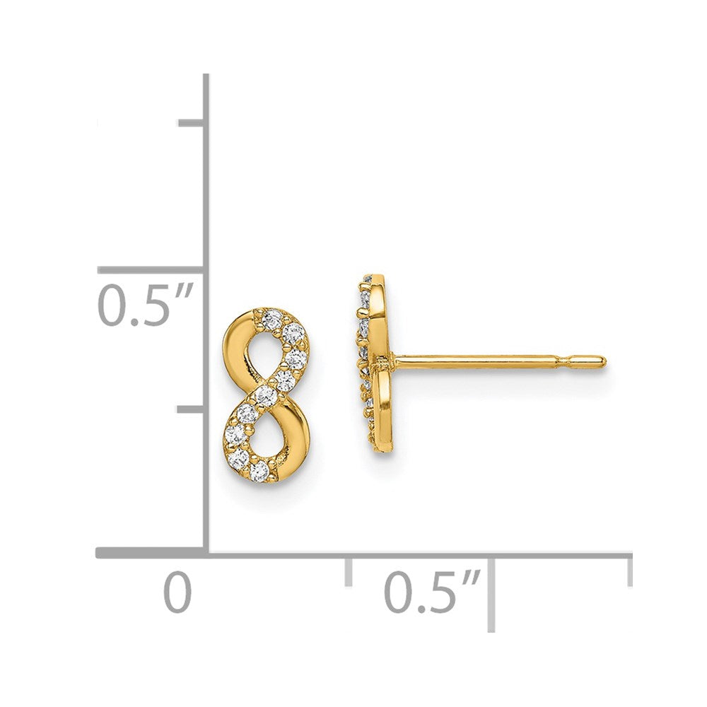 14K Yellow Gold Madi K Infinity Symbol CZ Post Earrings