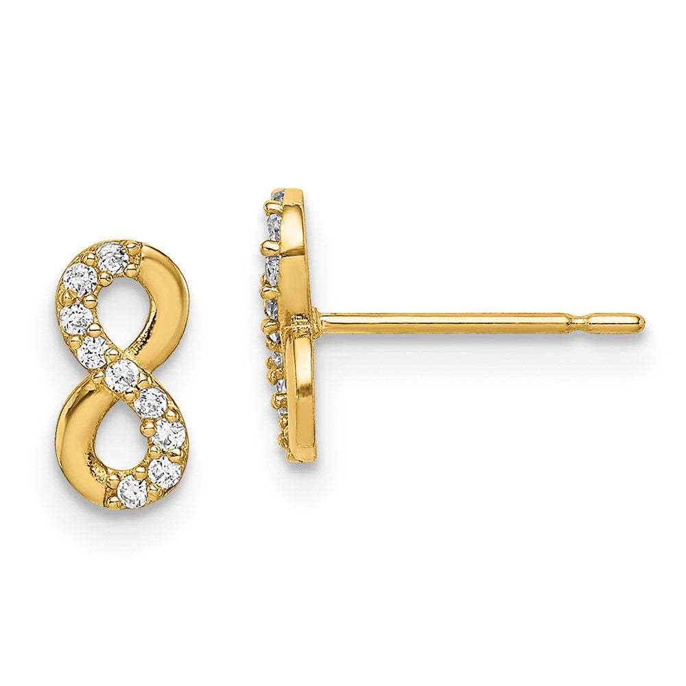 14K Yellow Gold Madi K Infinity Symbol CZ Post Earrings