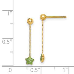 14K Yellow Gold Madi K Enameled Star Chain Dangle Post Earrings