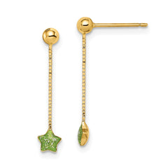 14K Yellow Gold Madi K Enameled Star Chain Dangle Post Earrings