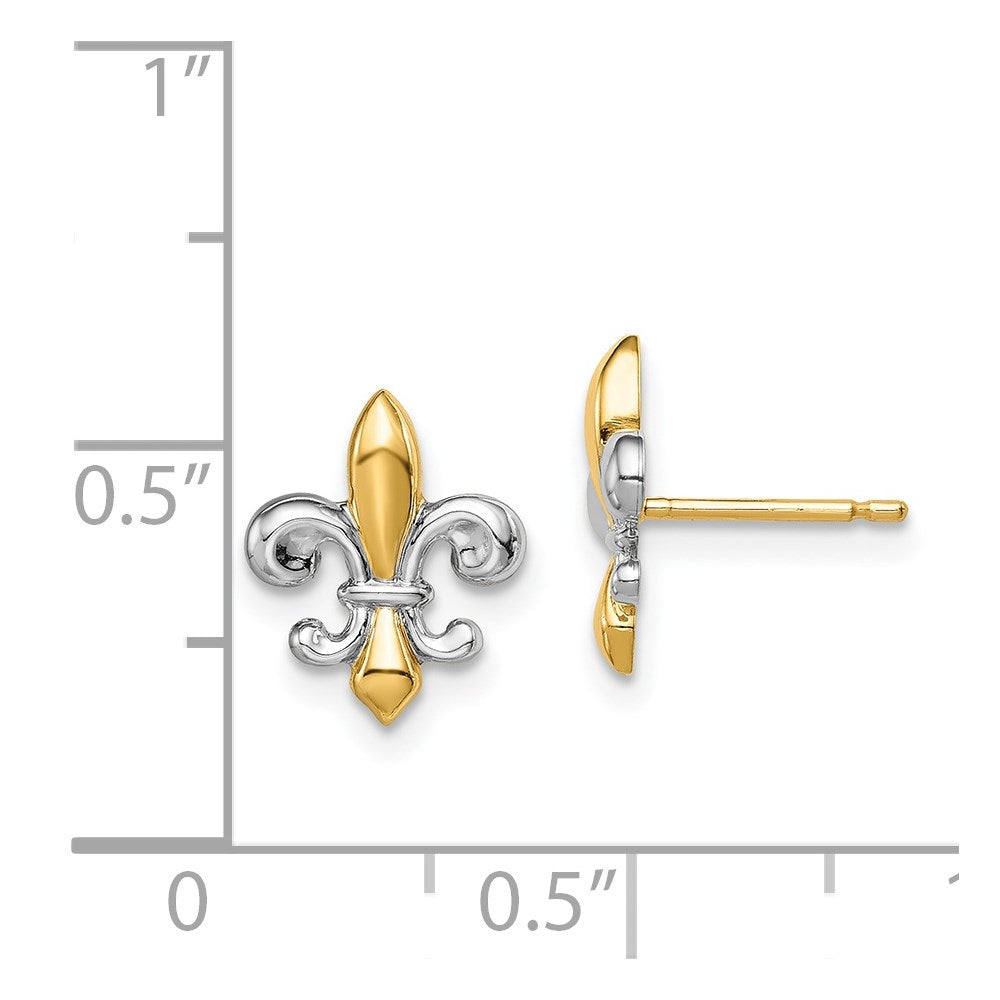 14K Two-Tone Gold Madi K Fleur de Lis Post Earrings