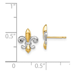 14K Two-Tone Gold Madi K Fleur de Lis Post Earrings
