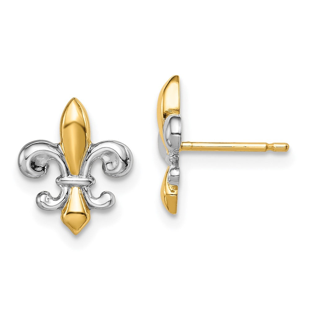 14K Two-Tone Gold Madi K Fleur de Lis Post Earrings