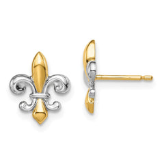 14K Two-Tone Gold Madi K Fleur de Lis Post Earrings